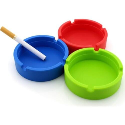 Creative Portable Rubber Silicone Round Ashtray Durable Soft Eco-Friendly Ashtray Ash Tray Holder 4 Colors Home Supplies
