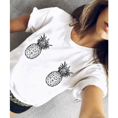 Funny Women Pineapple aesthetic Tee Cartoon Drawn Pineapple Female Casual harajuku Tops Tumblr Girls T Shirt