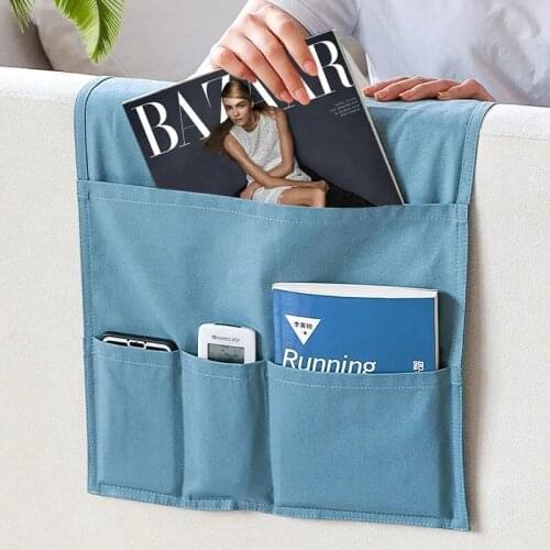 Fabric sofa side armrest storage hanging bag remote control storage bag bedside debris multifunctional storage pocket
