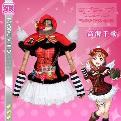 [STOCK]2018 New Anime Love Live Sunshine Aqours Takami Chika Christmas Choir Uniform Cosplay Costume For Halloween Free Shipping
