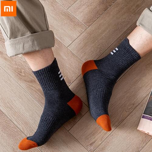 Xiaomi 5 Pairs 100% Cotton Men Socks High Socks Trendy Street Sports Sock Mens Cotton Breathable Stocks for Students Size 39-44