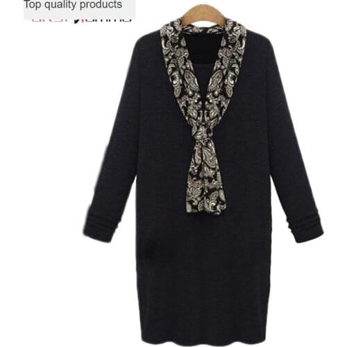 XL-5XL 2020 New Autumn Winter Fat MM Long Sleeve Casual Loose Warm Women Dress Plus Size Vestido Hot ZL2861