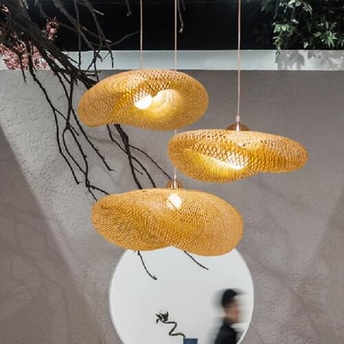 Japanese Pendant Lights Rattan E27 Hanglamp For Bedroom Living Room Bar Dining Room Modern Style Decor Loft Luminaire Suspension