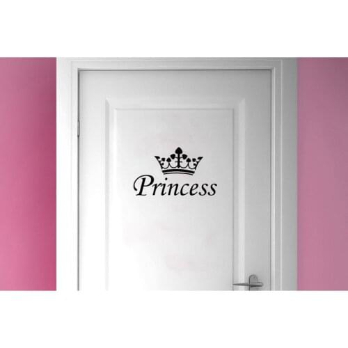 YOJA 25*14.4CM Crown Princess Girls Room Wall Sticker Door Decals Mural Home Decoration D1-0154