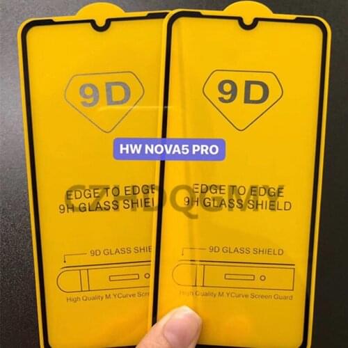 50pcs/lot 9D & 5D & Lion Full Covered Tempered Glass For Huawei Nova 5 Pro Full Glue Screen Protector