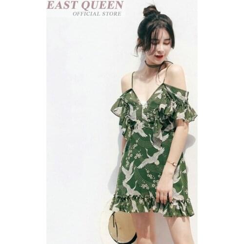 Beach sexy sling dress Japanese style kimono cold shoulder dresses sundresses summer female DD539