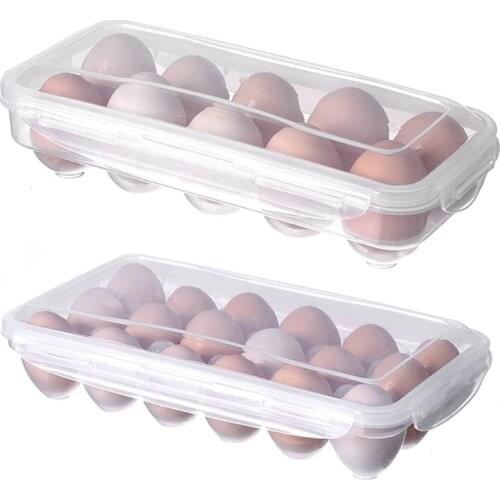 10/18 Grid Egg Storage Box Eggs Tray with Lid Kitchen Refrigerator Egg Rack Container Holder Fridge Organizer