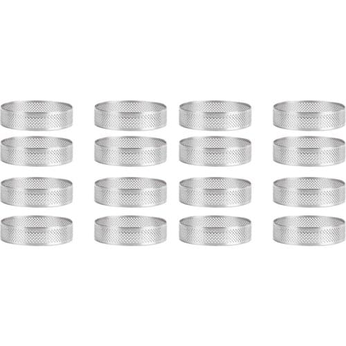 16Pcs Stainless Steel Tart Ring, Heat-Resistant Cake Mousse Ring Round Double Rolled Tart Ring Metal Mold 10Cm & 8Cm