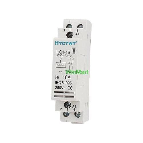 35mm DIN Rail Mount 2 Pole Mini AC Power Contactor 16A Ie 220/240V Coil