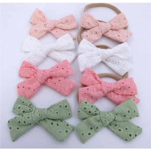 36pc/lot Lace Embroidery Bow Nylon Girls Headband,Newborn Baby Hair Bow Nylon Headband or Hair Clips for Toddler Girls Hairpins