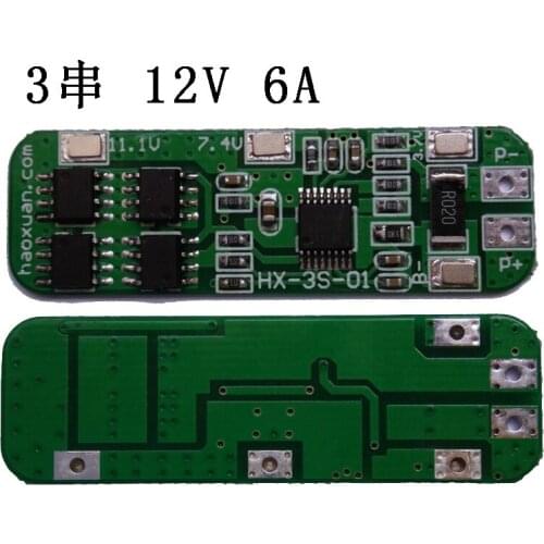 5pcs 3 series 12V 18650 lithium battery protection board of 10.8V 11.1V 12.6V anti overcharge and over discharge current of 6A