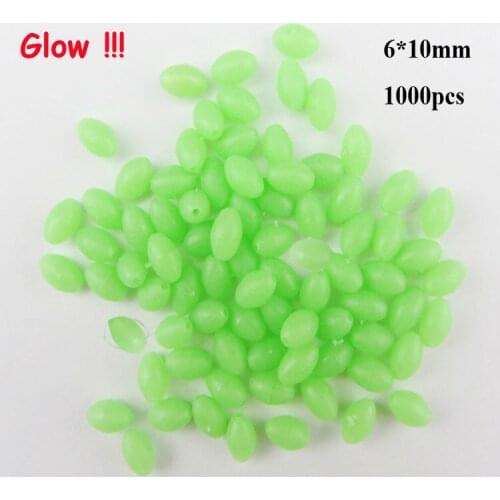 BlueSea 1000pcs/Bag 6*10mm Premium Quality Oval Luminous Fishing Float Beads Fishing Glow Beads Green Color