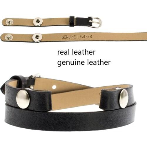 8mm Genuine Real Leather Bracelet Black Wrap Wristband Single Double CircleFit Diffuser locket Glass Locket Women Men Kids Gift