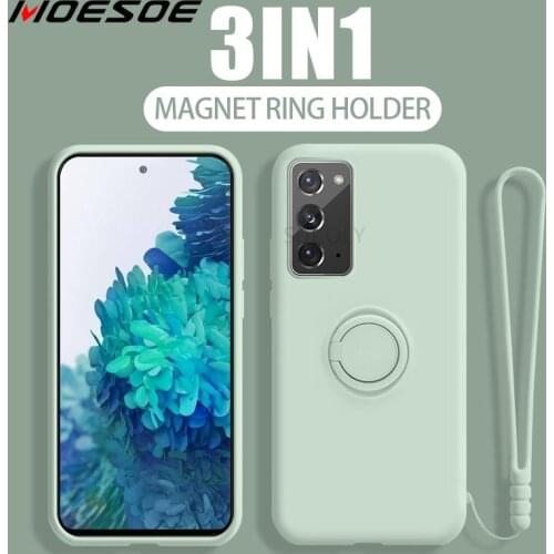 Case For Samsung A51 A52 A71 A72 Magnetic Ring Holder Stand Case For Samsung S21 S20 FE Plus Note 10 20 Ultra Wrist Strap Cover