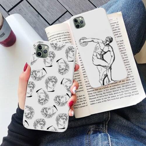 Greek mythology Roman Bust Phone Case Candy Color for iPhone 6 6S 7 8 11 12 XS X SE 2020 XR mini pro Plus MAX mobile bags