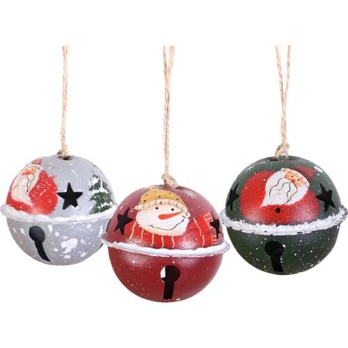 3pcs Cast Iron Party Office DIY Christmas Bell Festival Decor Home Cartoon Lightweight Tree Hanging Holiday Gift Ornament