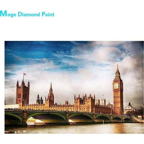 City Bridge Scenery Diamond Painting Round Full Drill Nouveaute DIY Mosaic Embroidery 5D Cross Stitch Building Scenic Pattern