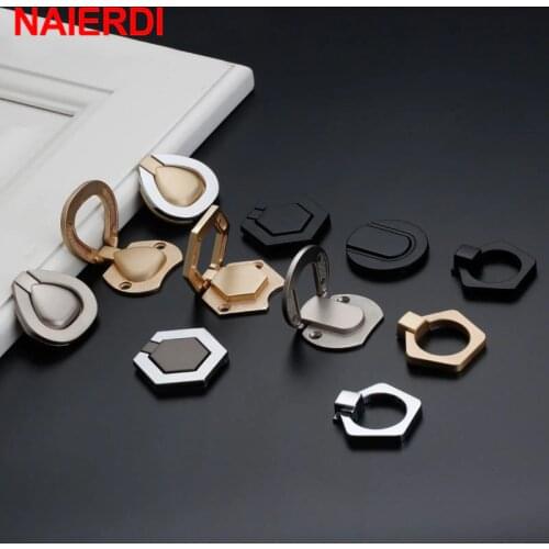 NAIERDI Chrome Brushed Hidden Cabinet Handles Zinc Alloy Kitchen Cupboard Pulls Drawer Knobs Bedroom Door Furniture Handle