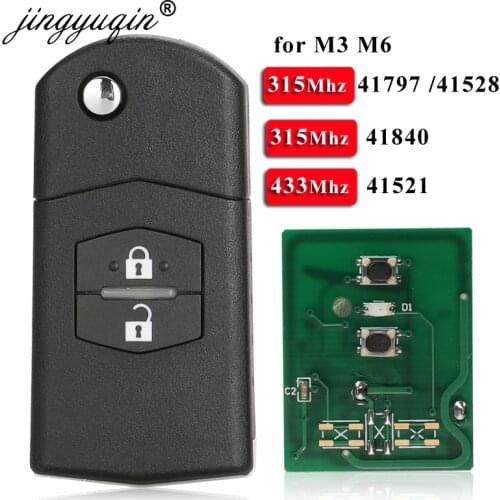 Jingyuqin 2 Button Remote Fob Flip Car Key 315Mhz /433Mhz 4D63 for Mazda 3 M3 Axela 6 M6 Atenza 41797/41528 41521 41840