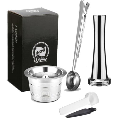 Reusable Coffee Filters Stainless Steel with Spoon Brush Comaptible for K-fee Caffisimo Machines Expresso