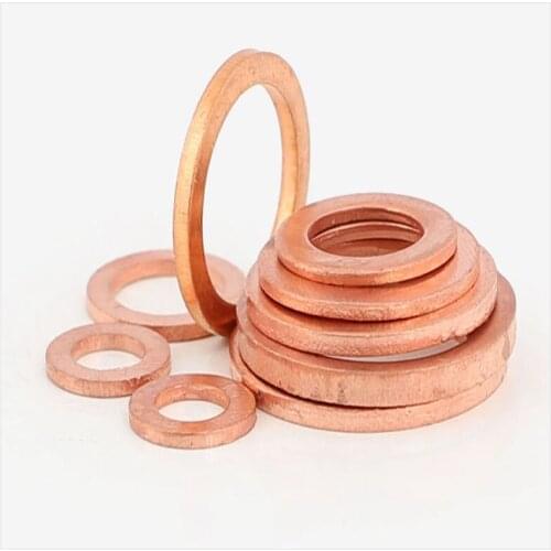 Red copper flat gasket sealing 1-1.5-2mm thick inner diameter m5-m6-m8-m10-m30