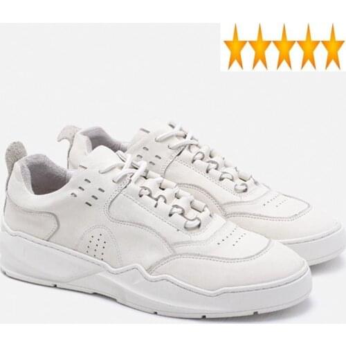 Outdoor Fashion Genuien Leahter Mens Casual Korean Breathable Lace Up Round Toe Male Flat Sneakers Shoes Streetwear