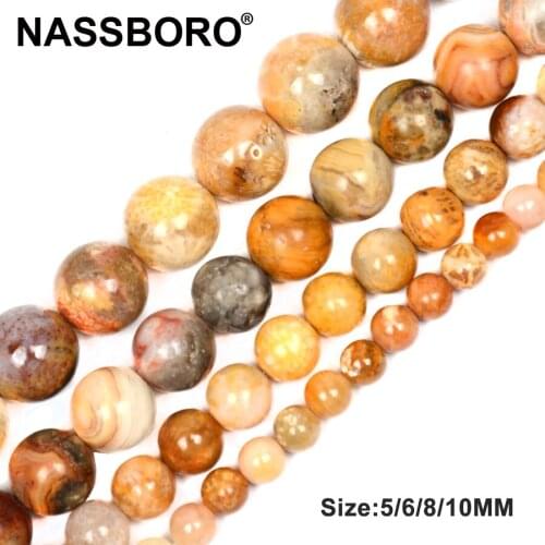 Round Coral Jades Natural Stone Beads For Jewelry Making 4mm 6mm 8mm 10mm 12mm Fashion DIY Bead Bracelet Handmade Craft NASSBORO