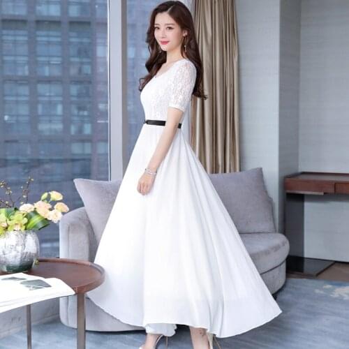 Floral Lace Maxi Dress 2021 Summer Women Fashion Female Boho White O-neck Holiday Long Retro Party Dresses Plus Size vestido