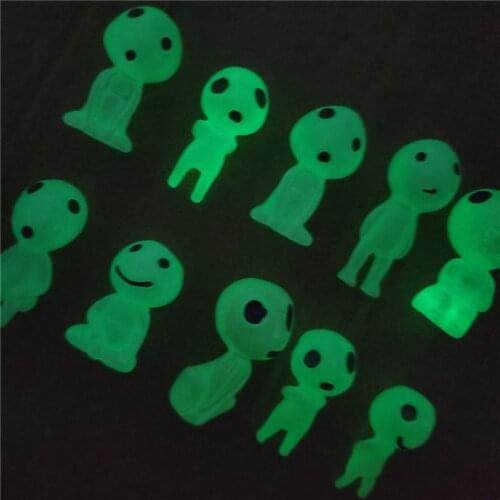 Kodama Tree Spirit Princess Mononoke Mini Action Figure Glow In Dark Luminous Elf Tree Dolls Cartoon Figurines Mini Toys