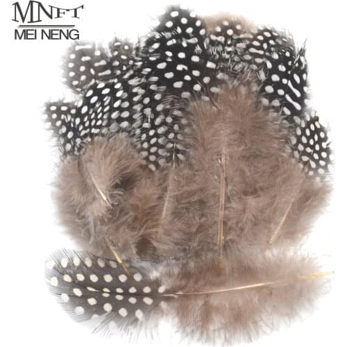 MNFT 100PCS Natural Black Color Saddles Feather with White Dots Short Flies Wing Making Hairs Fly Tying Materials