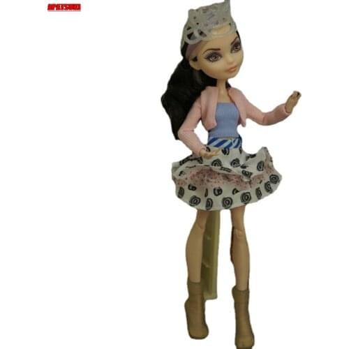 Fashion Doll Clothes for Monster High Outfits For Bratz Dolls Short Blue Top Pink Coat & Mini Skirt 1/6 DIY Toys For Children