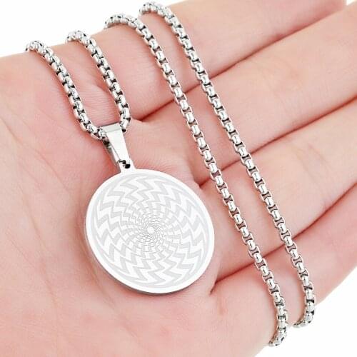 Cxwind Fashion Illusion of Amulet Pendant Necklace Geometric Hypnosis Stainless Steel Charm Chain Jewelry for Men Women Gift