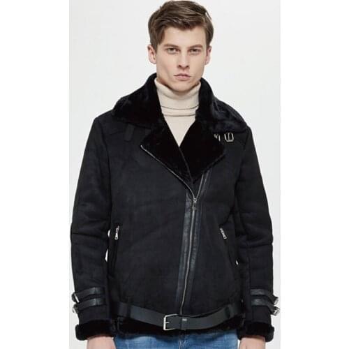 2021Real Thick Velvet Bomber Mens Tactical Leather Jackets European Outwear Fleece Fur Windbreaker Coat Male 5XL Winter Clothing