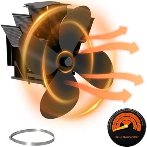 Wall Hanging 4 Blade Black Heat Powered Stove Fan Log Wood Burner Eco Friendly Quiet Home Fireplace Fan Heat Distribution