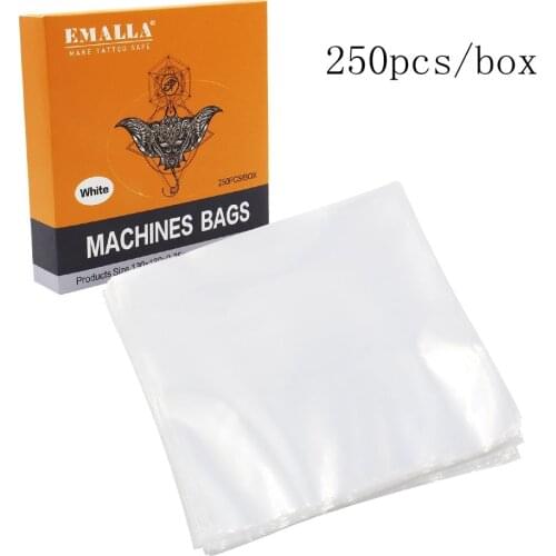 250Pcs/set Tattoo Disposable Cover for Tattoo Machine Clip Cord Sleeve Cover Bag Tattoo Machine Supply Storage Pouch white color