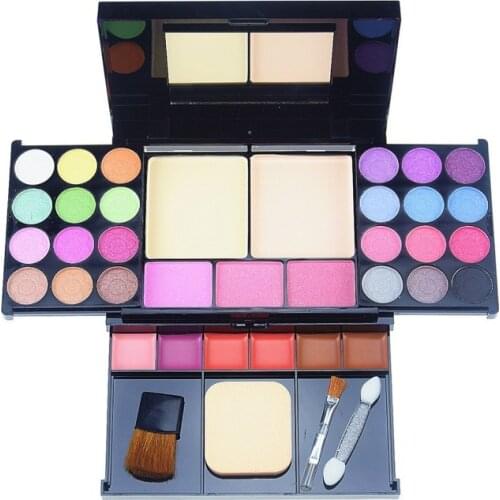 35 Color Makeup Set Cosmetics Shimmer Eyeshadow Palette Lip Gloss Foundation Powder Blusher Puff Tool Kit Maquiagem With Brush