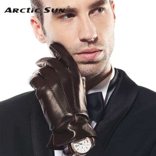 Free Shipping Men TouchScreen Leather Gloves Warm Fashion Winter Genuine Goatskin Driving Glove Five Finger M007NC1