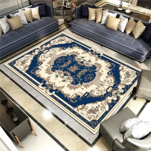 Blue Floral Persian Carpet Living Room Bedroom Non-Slip Geometric Area Rugs Ethnic Boho Chair Cushion 120x160 Entrance Door Mats