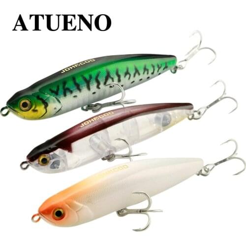 ATUENO Fishing Lure Pencil Fishing Lure 18g 100mm 2 Hook Hard Lure Stable Steel Ball 3D Fish Eyes 10 Colour to Choose