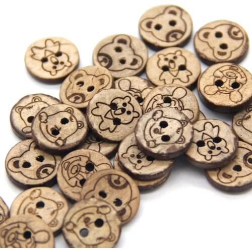 13mm Animal Natural Brown Wood Buttons For Clothes Baby Decorative Children Scrapbooking DIY Crafts Sewing Accessories Wholesale