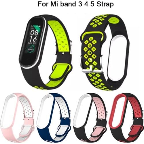 Strap For Mi band 5 4 3 Strap breathable bracelet for mi band 4 3 bracelet miband 3 4 sport strap for XiaoMi mi band 3 4 5 Strap