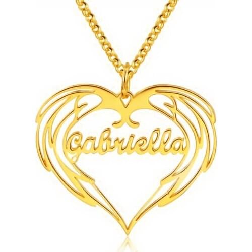 Romantic Love Heart Name Pendant Necklace Personalized Jewelry Custom Nameplate Necklaces Stainless Steel Chain Colar Best Gift