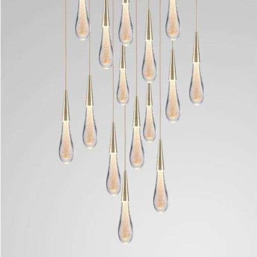 Luxury Designer Pendant Lamp LED Water Drop Pendant Light Scandinavian Loft Crystal Hanging Lamp Creative Restaurant Light