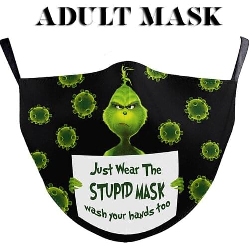 Christmas The-Grinch Cosplay Mouth Masks Women men DustProof Face-Protection Cycling Spots Breathable Adult Party Carnival Mask