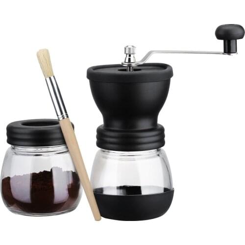 Manual Coffee Grinder with Storage Jar Soft Brush Conica Mini Coffee Milling Machine for Single Coffee