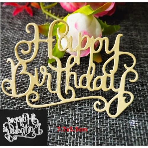Happy birthday Metal Cutting Dies Scrapbooking background craft Card Making Embossing Rectangular Pattern