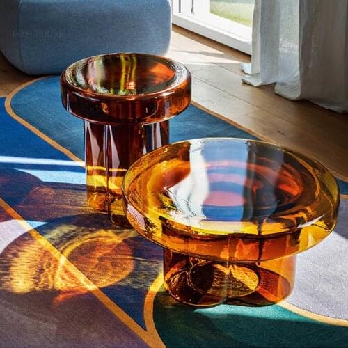 Nordic Small Apartment Living Room Coffee Table Designer Transparent Glass Side Table for Home Furniture Dormitory Corner Tables