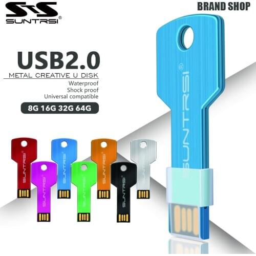 Suntrsi USB Flash Drive 4 8 16 32 64G pendrive 128G Pen drive флешка waterproof u-disk 2.0 key usb stick gift for PC
