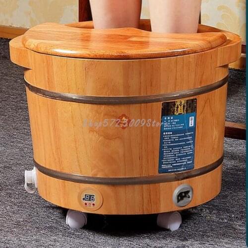 Foot Bath Bucket Heating Constant Temperature Wooden Bucket Foot Bath Bucket Wooden Massage Foot Bath Bucket Household F