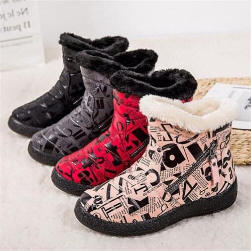 2021 New Winter Warm Women Snow Boots Fashion Alphabet Shoes Double Zipper Ankle Boots Female Short Tube Plus Cotton Boots 34-43